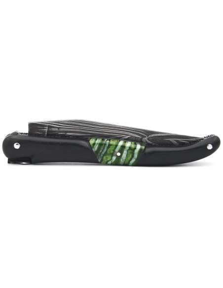 Laguiole Ébène insert en molaire de Mammouth verte