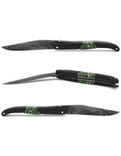 Laguiole Ébène insert en molaire de Mammouth verte 2