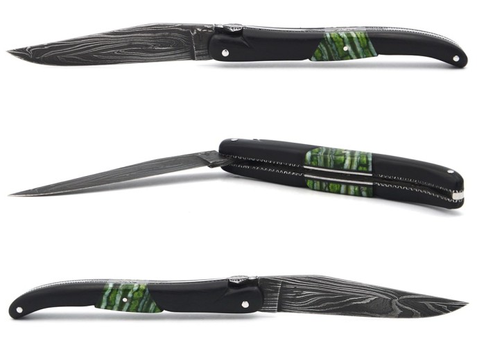 Laguiole Ebony with green Mammoth molar insert