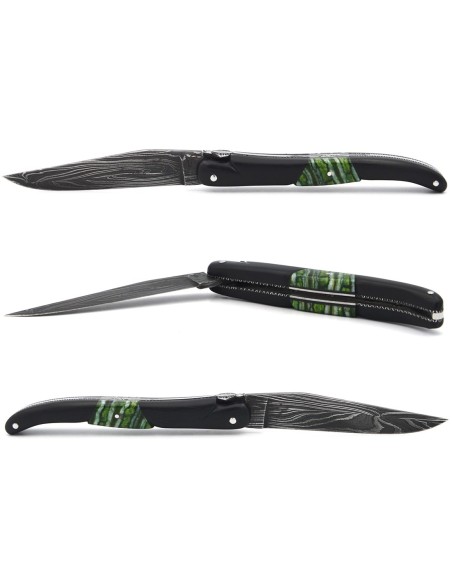Laguiole Ebony with green Mammoth molar insert