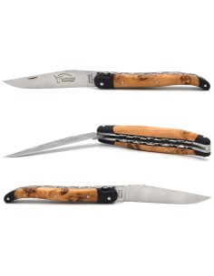 Laguiole 12 cm, abeille classique n°2, doubles platines & dos de lame ciselés, manche olivier & intercalaire noir 2