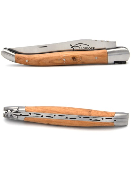 Laguiole pocket knife, 13 cm, forged bee, juniper handle with matt bolsters