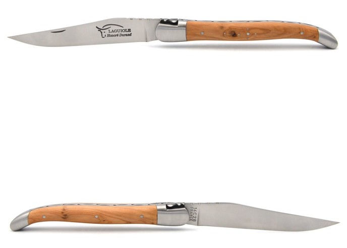 Laguiole pliant, 13cm, abeille forgée, manche cade et mitres inox mat
