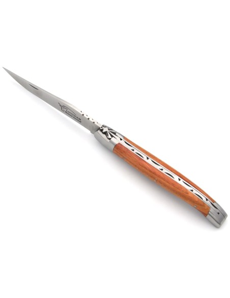 Laguiole pliant 13cm, manche bois de rose, mitres inox mat