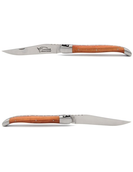 Laguiole pliant 13cm, manche bois de rose, mitres inox mat