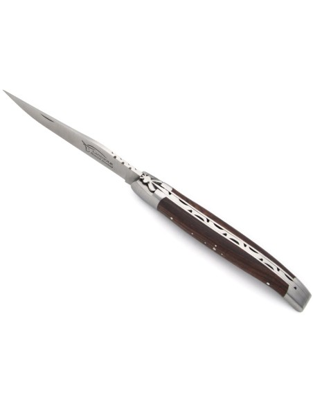 Laguiole pocket knife, 13 cm, forged bee, purplewood handle with matt bolsters