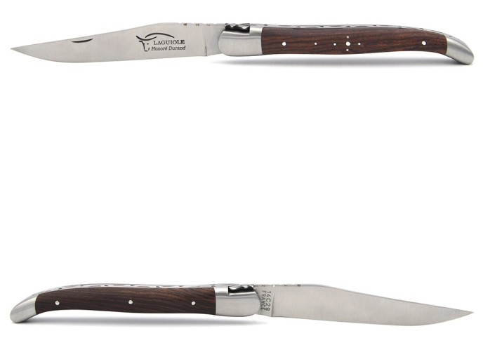 Laguiole pocket knife, 13 cm, forged bee, purplewood handle with matt bolsters