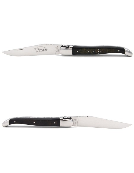 Laguiole pliant abeille forgée, 12 cm, manche en corne de buffle
