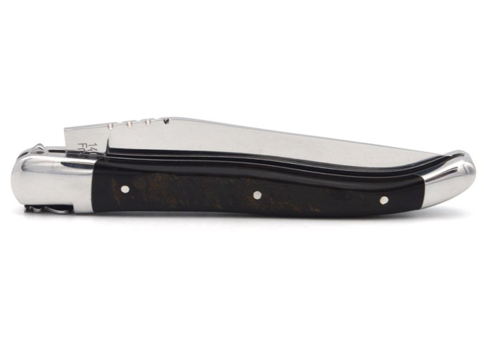 Laguiole pocket knife, 12 cm, forged bee, buffalo horn handle with matt bolsters