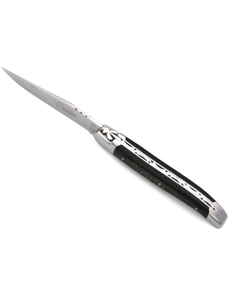 Laguiole pliant abeille forgée, 12 cm, manche en corne de buffle