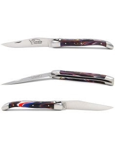 Laguiole Klappmesser, 11cm, Geschweißte Biene, Heftbacken aus glänzendem Edelstahl, Griff aus Acryl - mehrfarbig 2