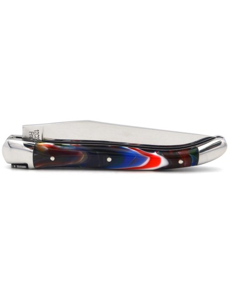 Laguiole pocket knife, 11 cm, welded bee, Acrylic - multicolour handle with shiny bolsters