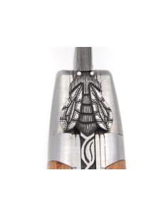 laguiole 12cm damast klinge biene und feder mit meissel handziseliert griff aus wacholder