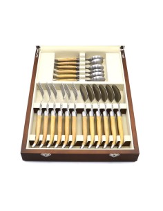 Ménagère de Laguiole prestige, 24 pièces manches en buis 2