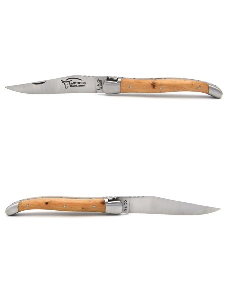 Laguiole pocket knife, 11 cm, forged bee, juniper handle with matt bolsters