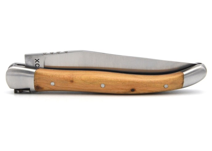 Laguiole pocket knife, 11 cm, forged bee, juniper handle with matt bolsters