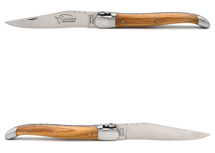 Laguiole pocket knife, 12 cm, dog paw, olive wood handle