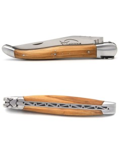 Laguiole pliant 12 cm, patte de chien, lame seule, manche en olivier 2