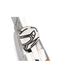 Laguiole pliant 12 cm, casque de moto, lame seule, manche en olivier