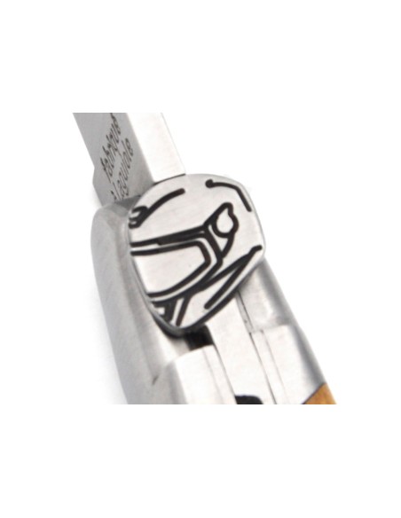 Laguiole pocket knife, 12 cm, motorbike helmet, olive wood handle