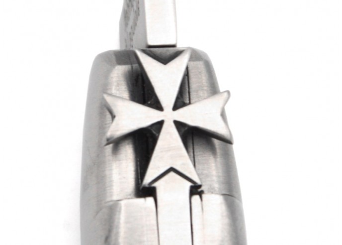 Laguiole pocket knife, 12 cm, Maltese cross, olive wood handle with matt bolsters