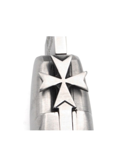 Laguiole pliant 12 cm, croix de Malte, lame seule, manche en olivier