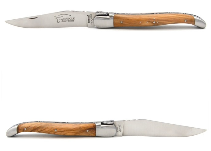 Laguiole Klappmesser, 12cm, Motocross-Helm, Griff aus Olivenholz