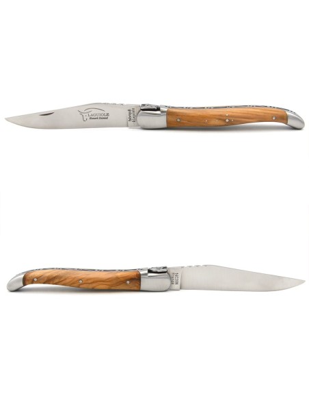 Laguiole pocket knife, 12 cm, motocross helmet, olive wood handle