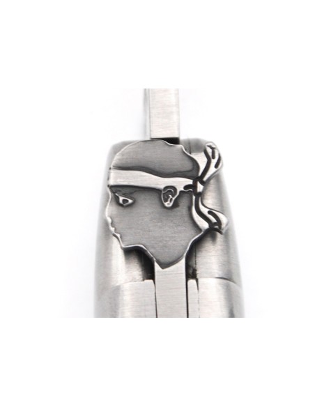 Laguiole pliant 12 cm, tête de Maure, lame seule, manche en olivier