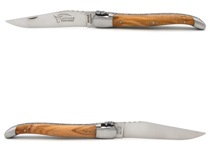 Laguiole pocket knife, 12 cm, Moor's head, olive wood handle