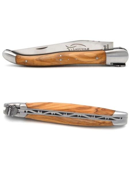 Laguiole pocket knife, 12 cm, Moor's head, olive wood handle