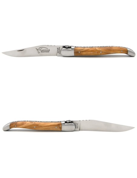 Laguiole pocket knife, 12 cm, bee with snake motif, olive wood handle