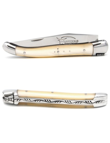 Laguiole pocket knife, 11 cm, welded bee,  pearly acrylic handle
