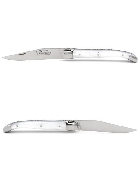 Laguiole Klappmesser 11cm, Griff aus Acryl - Perlmutt weiß