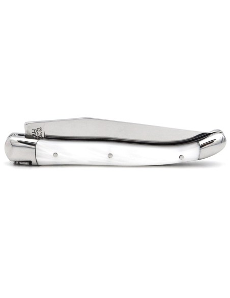 Laguiole pocket knife 11 cm, Acrylic - Pearly white handle, welded bee