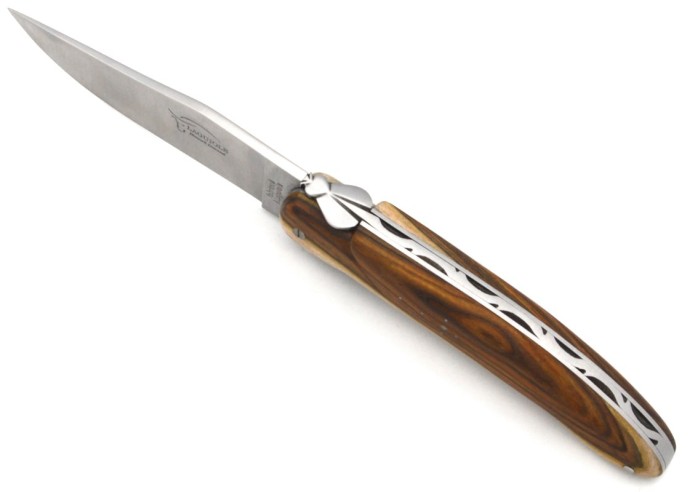 Laguiole Honoré Durand, modèle Chasse, plein manche inox mat, pistachier