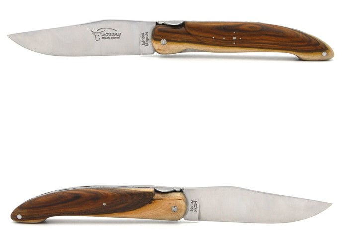 Laguiole Honoré Durand, modèle Chasse, plein manche inox mat, pistachier