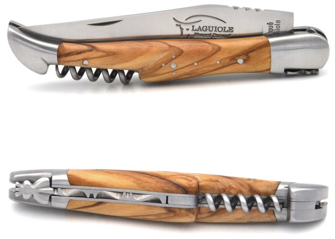 Laguiole 12cm, Klinge, Korkenzieher und Dorn, Griff aus Olivenholz
