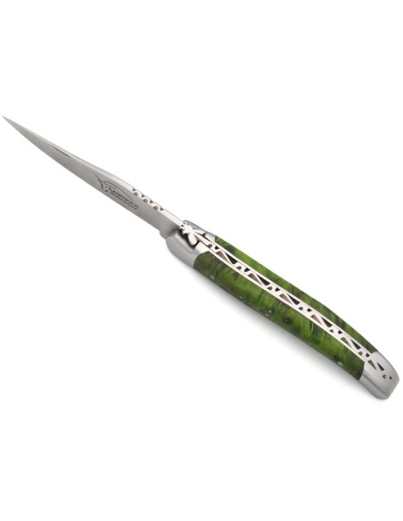 Laguiole pocket knife, 11 cm, forged bee, juniper handle with matt bolsters