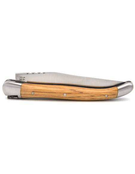 Laguiole pocket knife, 11 cm, forged bee, barrel oak handle with matt bolsters