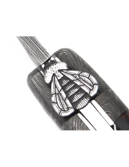 Pink Mammoth molar with Damascus steel bolsters