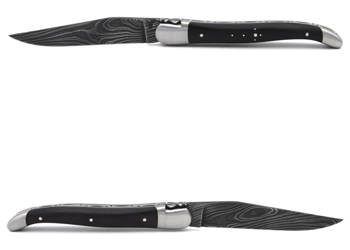 Laguiole 12cm, Klassiche Biene Nr.2, Damast Klinge, Griff aus Ebenholz