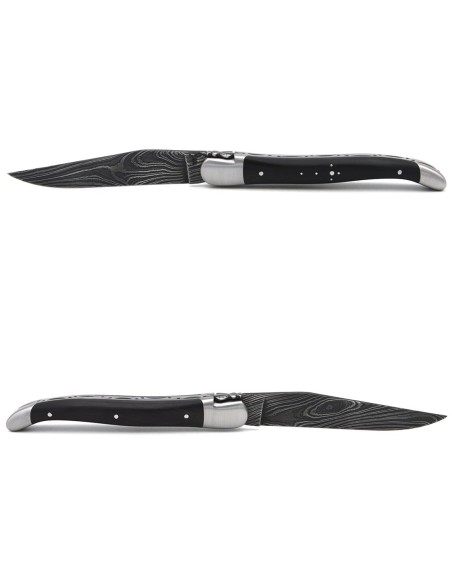 Laguiole 12 cm, abeille classique n°2, lame damas, manche en ébène