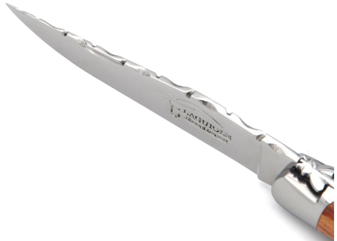 Laguiole 11cm, lame seule, ciselé dessus dessous, mitres inox brillant