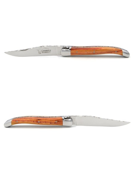 Laguiole 11cm, lame seule, ciselé dessus dessous, mitres inox brillant