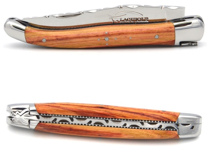 Laguiole 11cm, lame seule, ciselé dessus dessous, mitres inox brillant