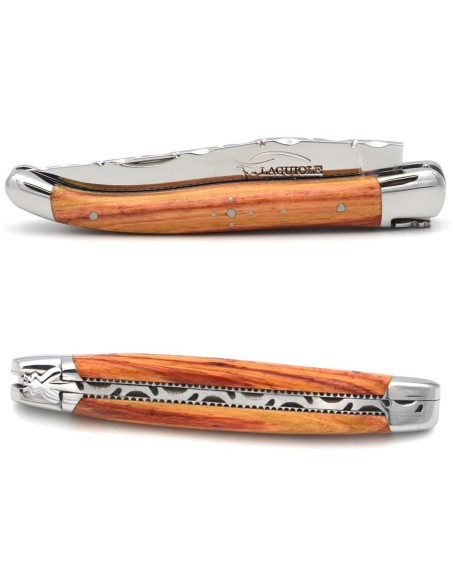 Laguiole pocket knife, 11 cm, forged bee, top and bottom chiseling, rosewood handle with shiny bolsters