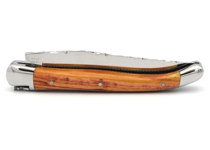 Laguiole 11cm, lame seule, ciselé dessus dessous, mitres inox brillant