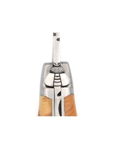 Laguiole pliant, 11 cm, abeille ciselée au burin, manche en genévrier, mitres inox mat 2