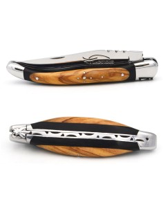 Laguiole pliant 11cm, lame seule, manche super galbé et bi-bois